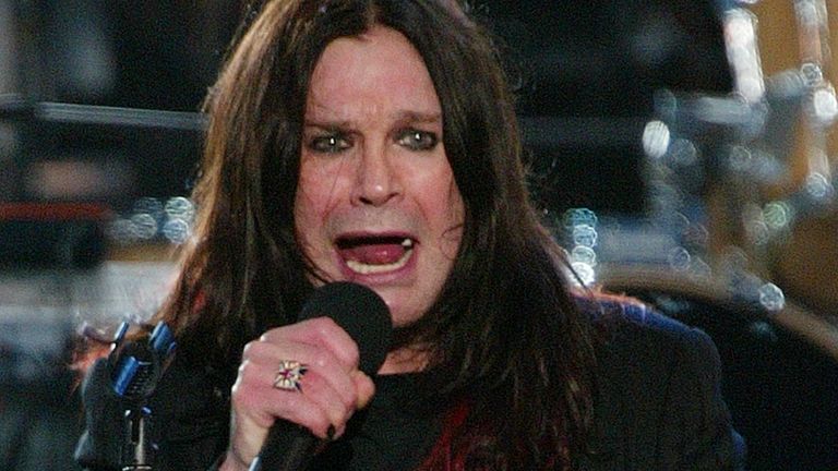 Ozzy Osbourne pictured performing at a Buckingham Palace Jubilee concert in 2002