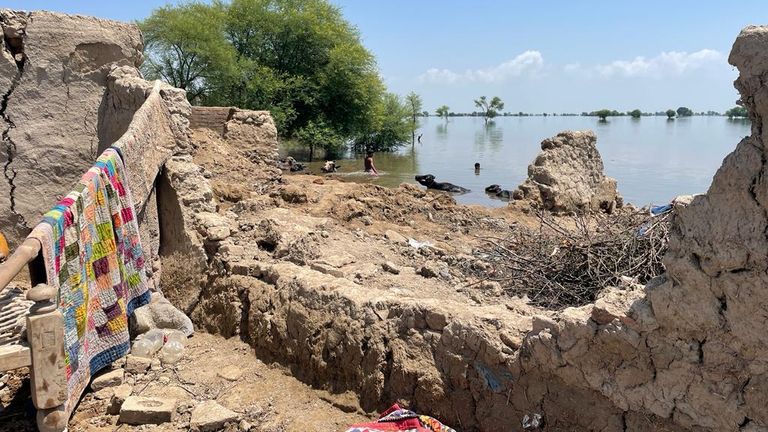 Image from the village of Jan Mohammad in the Kacha Area of ​​the Indus River in Dadu in Sindh . Province