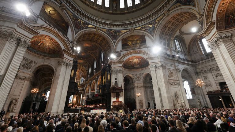 People attend a Service of Prayer and Meditation at St Paul's Cathedral, London, following the death of Queen Elizabeth II on Thursday.  Date taken: Friday, September 9, 2022.