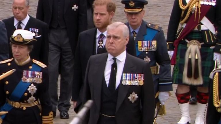 Prince Andrew emotional as he walks to Westminster Abbey