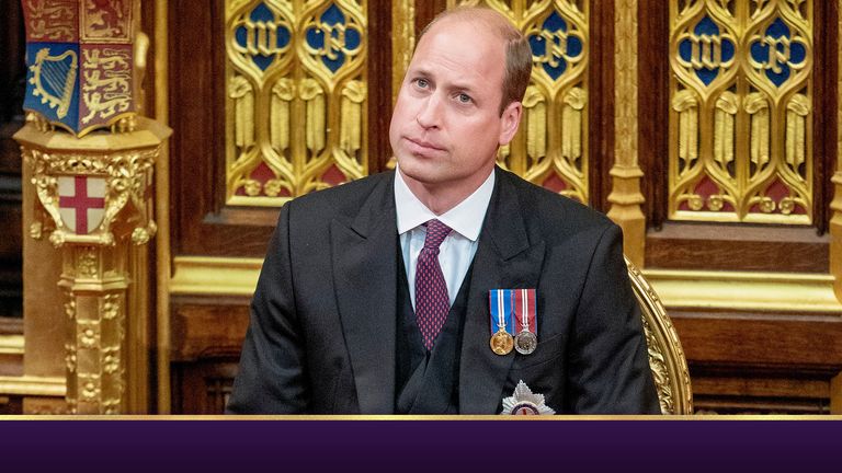 Prince William sits as he listens to Prince Charles deliver the Queen&#39;s Speech, during the State Opening of Parliament,