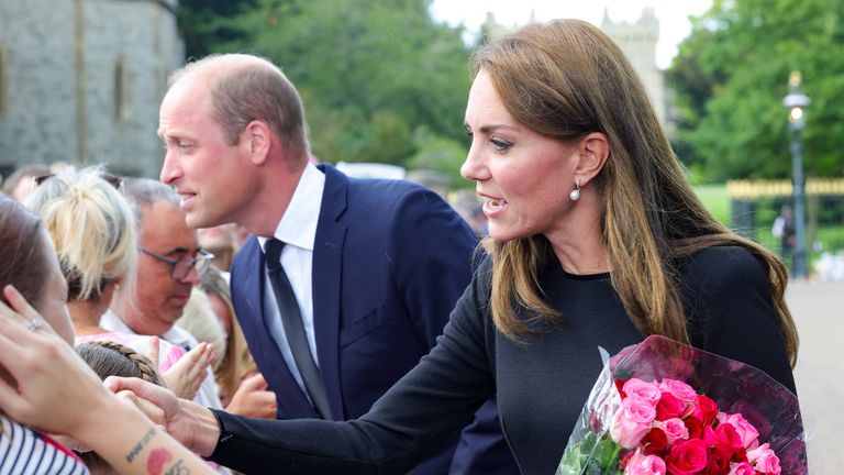 The Prince and Princess of Wales meeting members of the public at Windsor Castle in Berkshire following the death of Queen Elizabeth II on Thursday. Picture date: Saturday September 10, 2022.