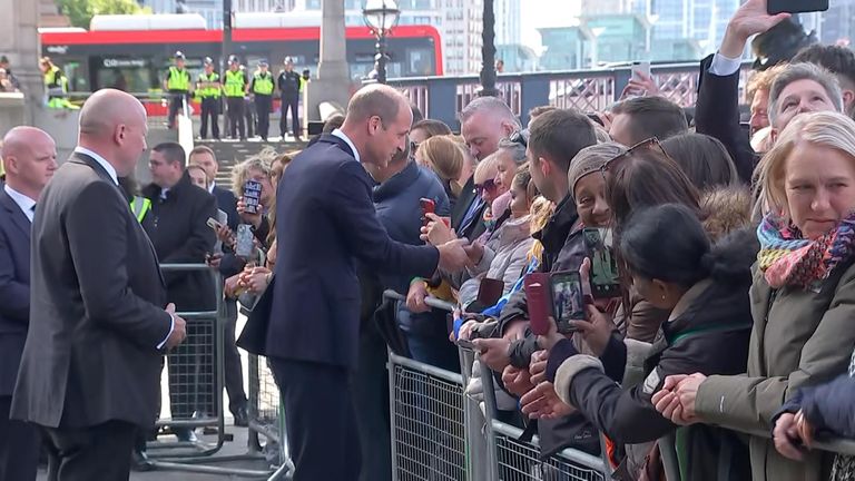 Prince William greets mourners in central London 