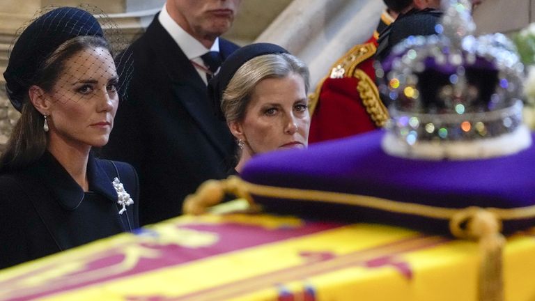 The Princess of Wales and the Countess of Wessex during the service in Westminster Hall
