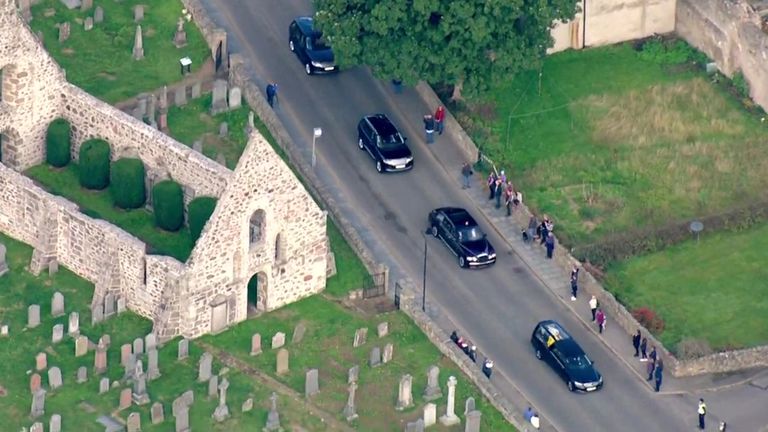 The Queen's coffin in the air over Aberdeenshire 