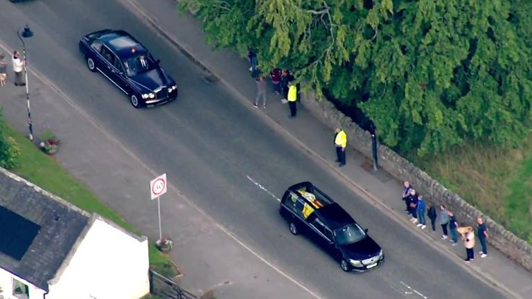 Queen&#39;s coffin aerial through Aberdeenshire 