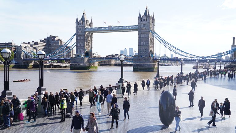 Members of the public in the queue near Tower Bridge in London, as they wait to view Queen Elizabeth II lying in state ahead of her funeral on Monday. Picture date: Saturday September 17, 2022.