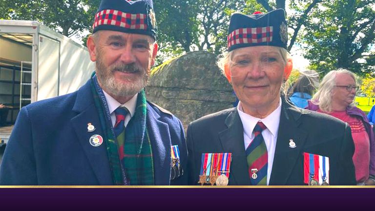 Former soldier George Higgins and Sheila Purvis queued up to see the Queen&#39;s coffin in Edinburgh