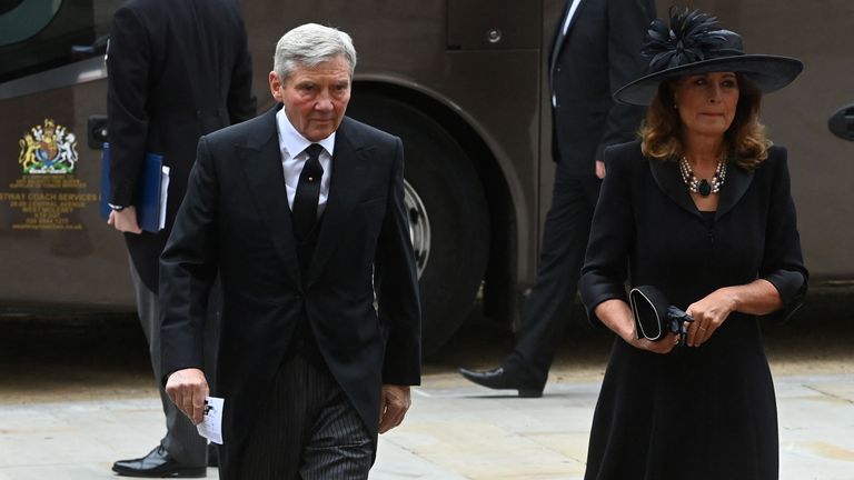 The funeral of Her Majesty the Queen at Westminster Abbey. Carole Middleton and Michael Middleton. September 19, 2022. Geoff Pugh/Pool via REUTERS