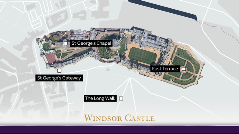 The Queen's motorcade will travel from Westminster Abbey to Windsor Castle