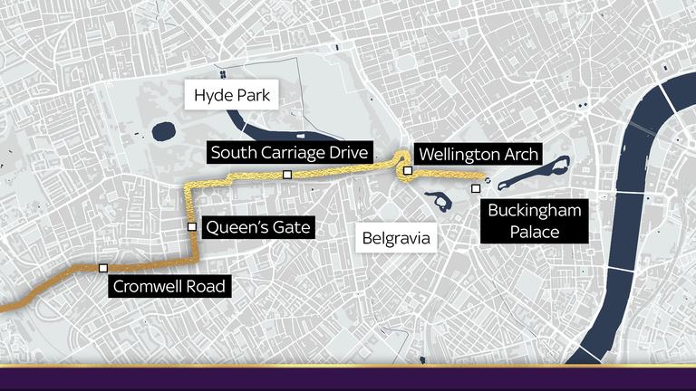 The Queen's funeral procession will travel from Westminster Abbey to Windsor