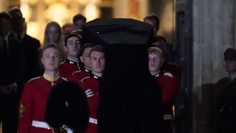An early morning rehearsal for Queen Elizabeth II's funeral in London, ahead of her funeral on Monday.  Date taken: Thursday, September 15, 2022.