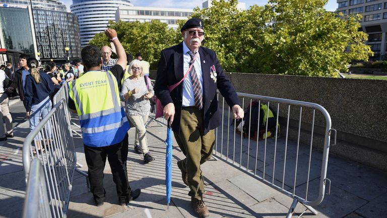 Members of the public wait in line in central London, to view Queen Elizabeth II lying in state in Westminster Hall ahead of her funeral on Monday. Picture date: Wednesday September 14, 2022.