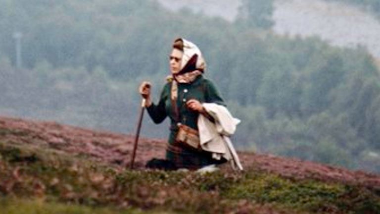 The royal family released a never-before-seen picture of the Queen hiking in moorland. Pic: Lichfield 