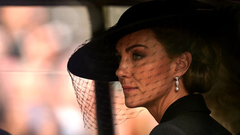 The Princess of Wales, during the Ceremonial Procession following her State Funeral at Westminster Abbey, London.  Date taken: Monday, September 19, 2022.