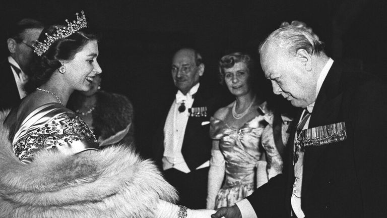 The Queen pictured meeting Sir Winston Churchill in London in 1950 Pic: AP 