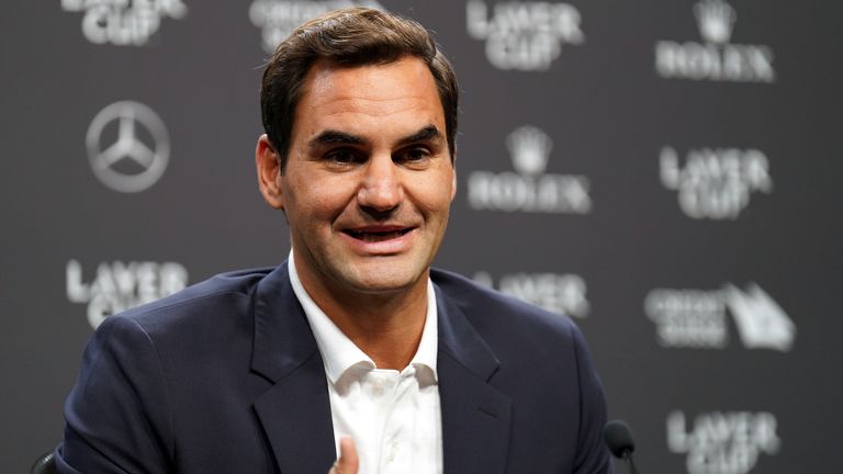 Roger Federer at the 02 Arena, London. The 20-time grand slam champion announced last week that he would bring his professional tennis career to a close after the Laver Cup that starts in London on Friday. Picture date: Wednesday September 21, 2022.
