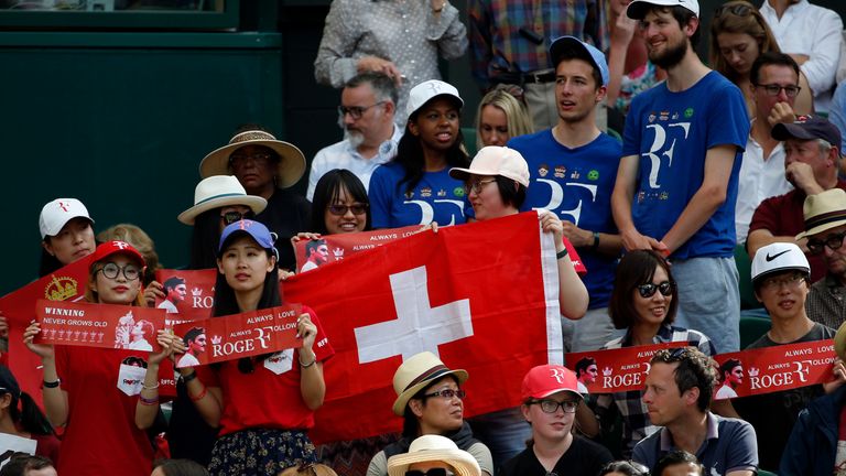 Aficionados de Roger Federer en Wimbledon