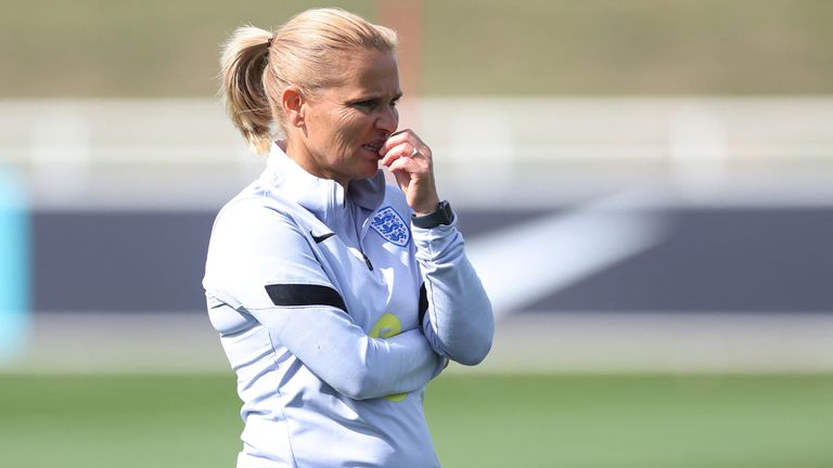 England manager Sarina Wiegman at training this week
