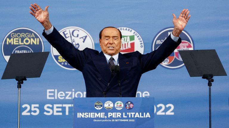Former PM Silvio Berlusconi, 85, leads the Forza Italia party