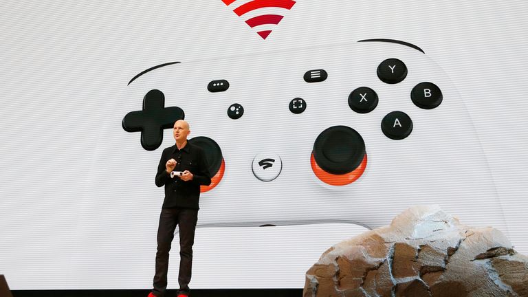 Stadia&#39;s Phil Harrison during the launch event in March 2019