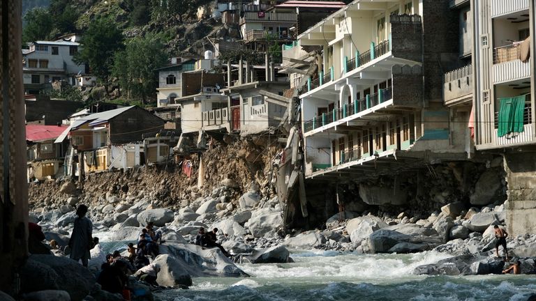 Destroyed street lined with hotels