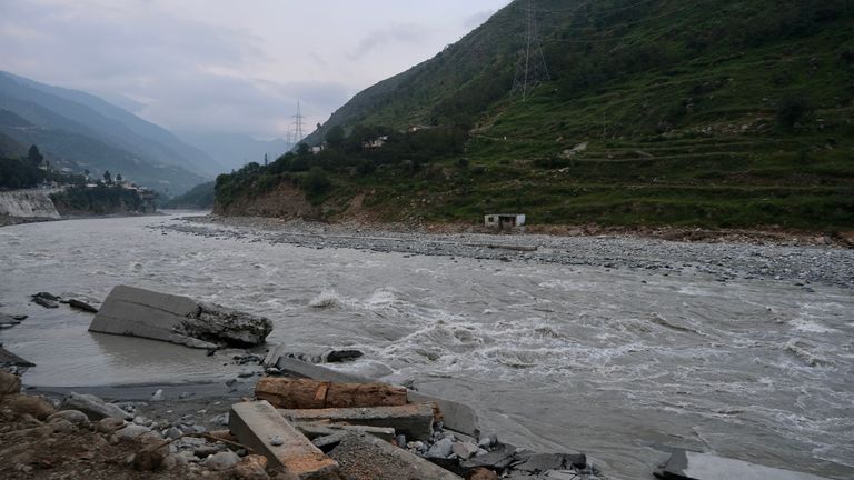 Road washed away by flooding