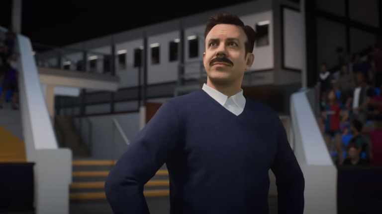 Coach Ted Lasso, modelled on actor Jason Sudeikis, appearing in FIFA23