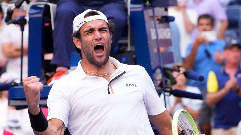 Sept 2, 2022; Flushing, NY, USA; Matteo Berrettini of Italy after beating Andy Murray of Great Britain on day five of the 2022 U.S. Open tennis tournament at USTA Billie Jean King National Tennis Center. Mandatory Credit: Robert Deutsch-USA TODAY Sports
