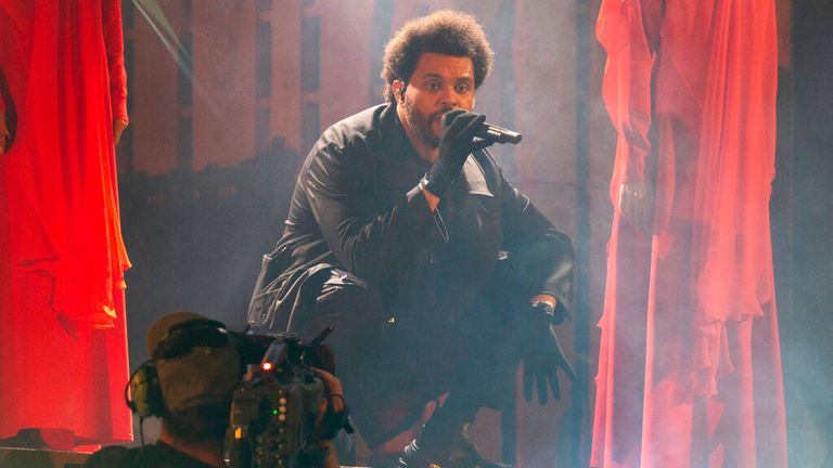 The Weeknd pictured in Atlanta on 11 August as part of his stadium tour Pic: AP 