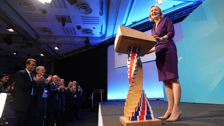 Liz Truss speaks at the Queen Elizabeth II Centre, London, after being announced as the new Conservative Party leader and next prime minister