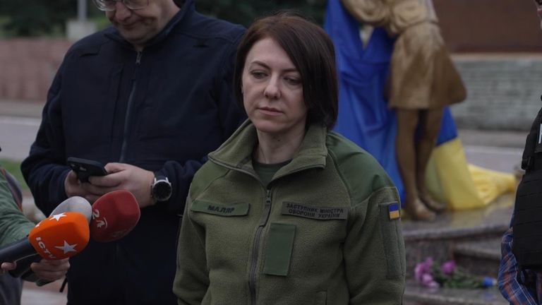 Hanna Maliar, Deputy Defense Minister of Ukraine, in Balakliya