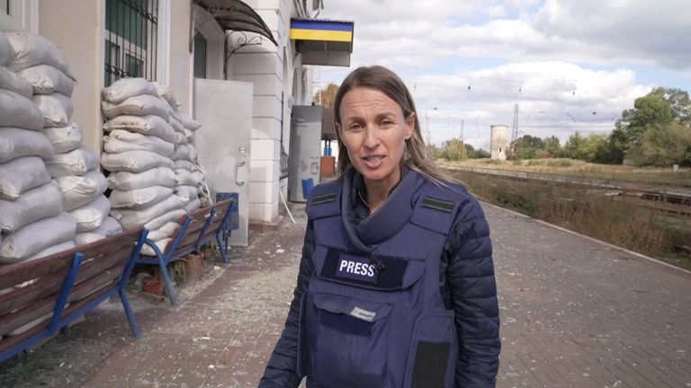 Sky&#39;s defence and security editor Deborah Haynes is at a railway station in eastern Ukraine, where people were allegedly tortured.