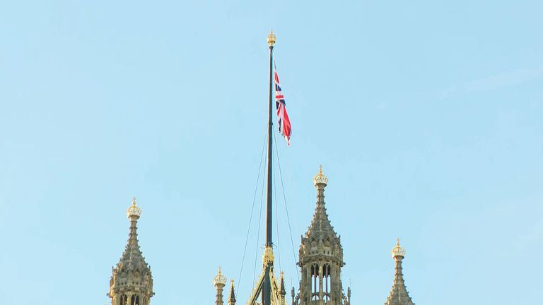 Union Flag return to full mast  at Parliament
