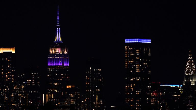The Empire State Building is lit in honour