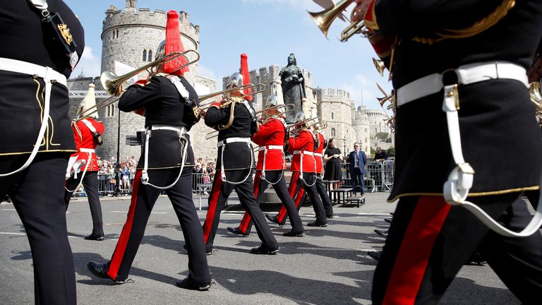 Band of the Household Cavalry arrives ahead of the Proclamation Ceremony, following the death of Britain&#39;s Queen Elizabeth, in Windsor, Britain September 11, 2022. REUTERS/Peter Nicholls
