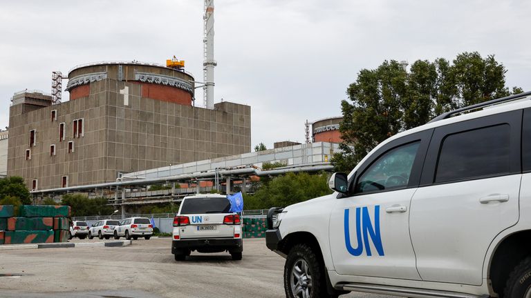 A motorcade transporting the International Atomic Energy Agency (IAEA) expert mission, escorted by the Russian military, arrives at the Zaporizhzhia Nuclear Power Plant in the course of Ukraine-Russia conflict outside Enerhodar in the Zaporizhzhia region, Ukraine, September 1, 2022. REUTERS/Alexander Ermochenko TPX IMAGES OF THE DAY
