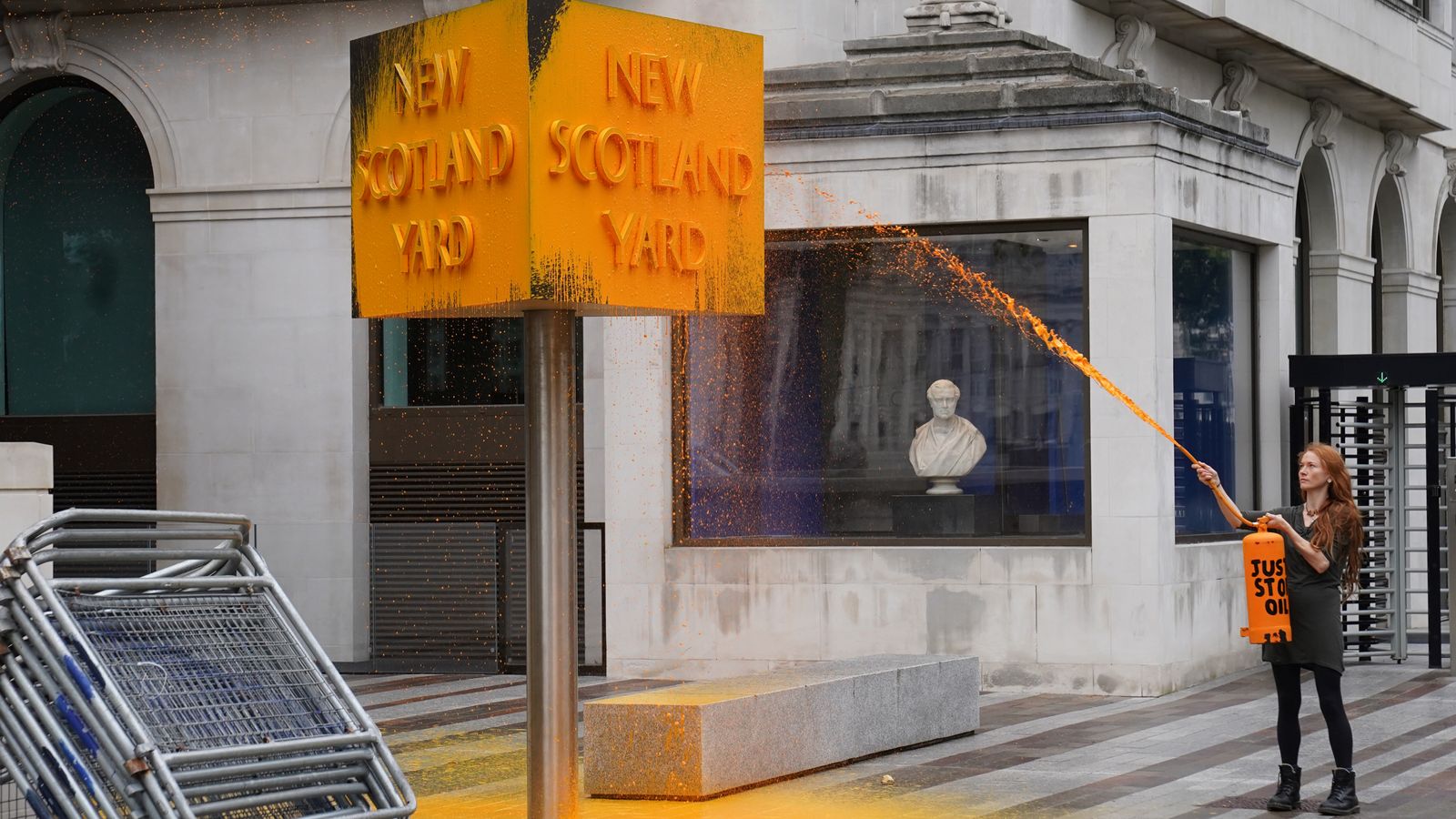 Just Stop Oil protesters spray paint New Scotland Yard, UK News