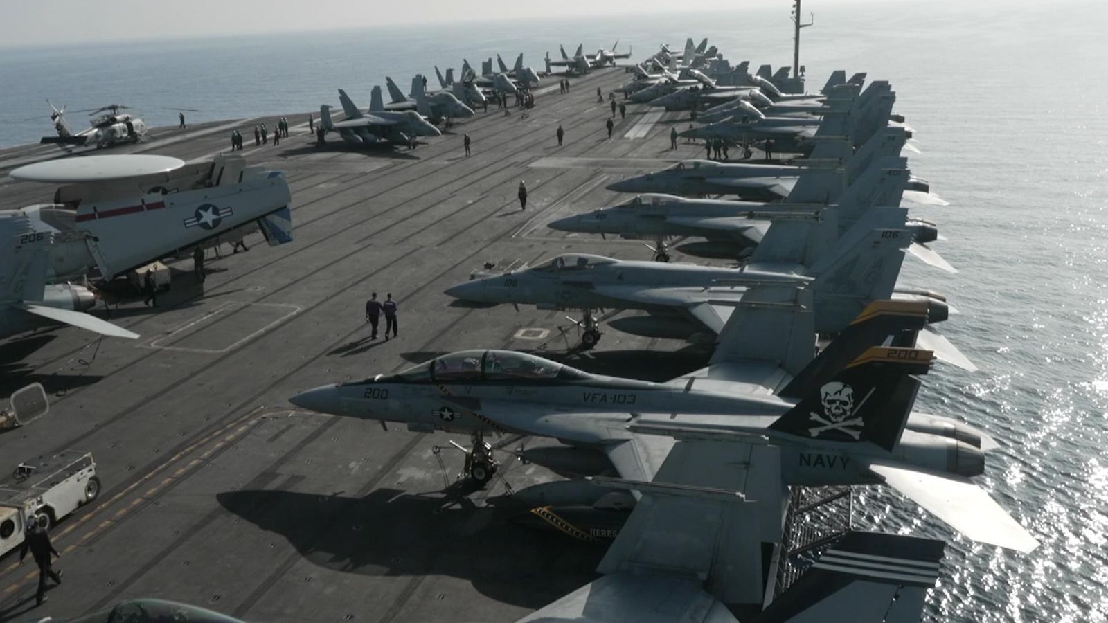 'Ready for anything': US aircraft carrier crew training for war with Russia but aims to deter threats