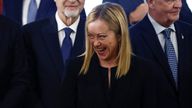 Italy&#39;s new prime minister Giorgia Meloni grins during the swearing-in ceremony in Rome  