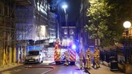 Firefighters at the scene of a fire in Leeds city centre which broke out on the top floors of a derelict building in Cookridge Street, near the city&#39;s Millennium Square Picture date: Saturday October 15, 2022.