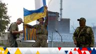 Ukrainian soldiers in Lyman (Donetsk)
Russian guard at nuclear plant in Zaporizhzhia