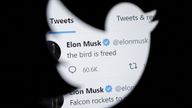 Elon Musk's tweet reading "The bird is freed" is seen through a Twitter logo in this illustration taken October 28, 2022. REUTERS/Dado Ruvic/Illustration