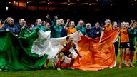 Republic of Ireland celebrate after the FIFA Women&#39;s World Cup 2023 qualifying play-off match at Hampden Park, Glasgow. Picture date: Tuesday October 11, 2022.