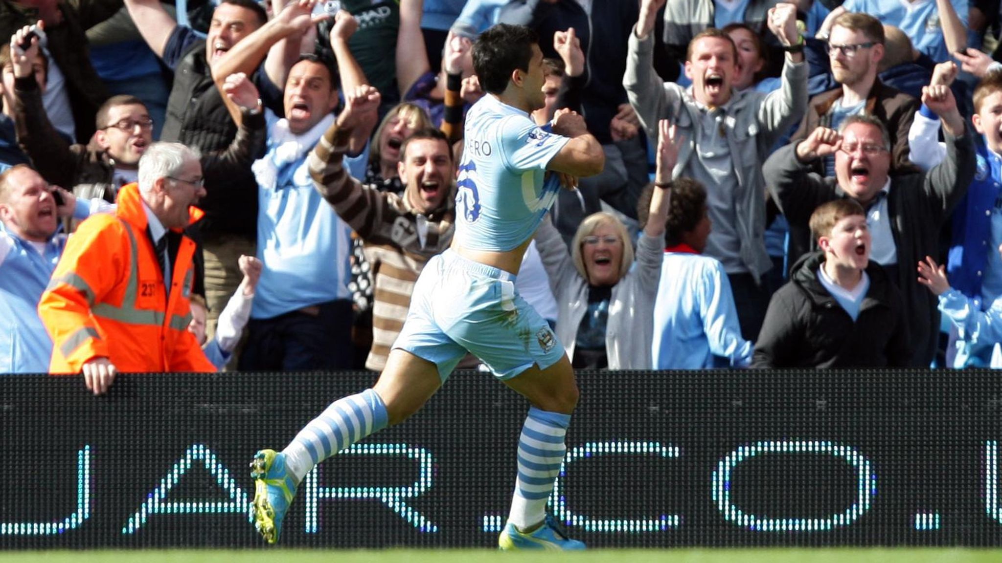 Shirt Worn By Aguero When He Scored Famous Title Winning Goal For Manchester City Up For Sale