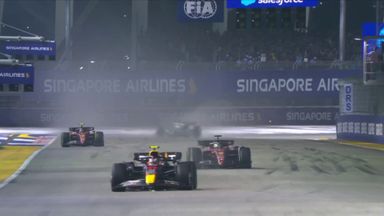 Drama at the start as Perez takes the lead!