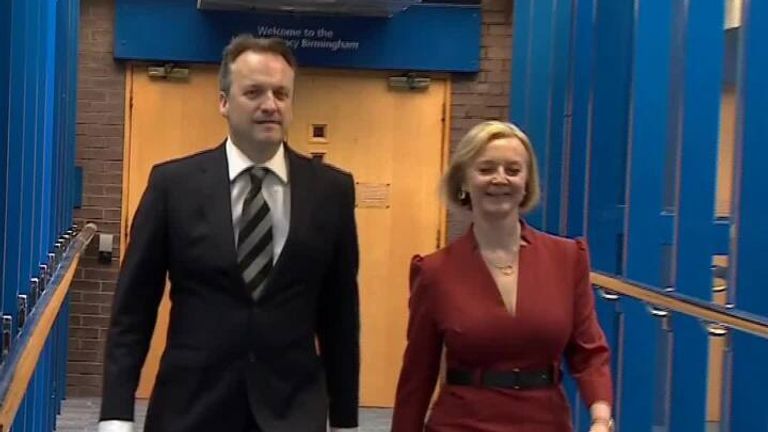 Liz Truss arrives to Tory Conference venue ahead of her speech