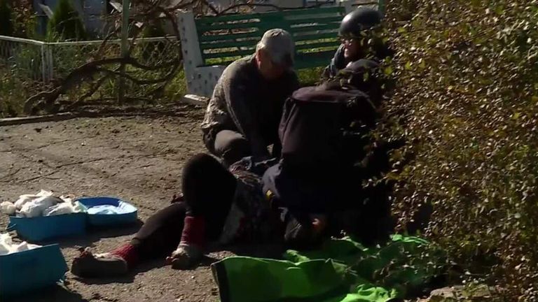 ‘Pick up my leg’: With paramedics as they treat woman near Ukraine’s frontline during aerial attack
