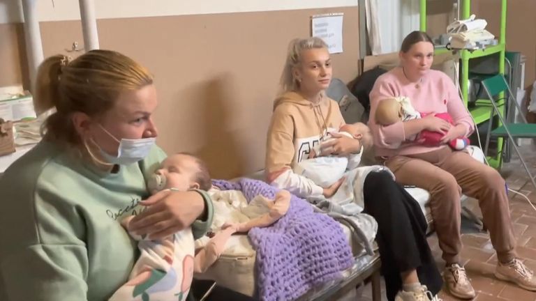 Kyiv hospital moves children to basement after missile strikes hit the city.