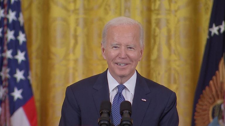 Joe Biden reacts to Rishi Sunak's win